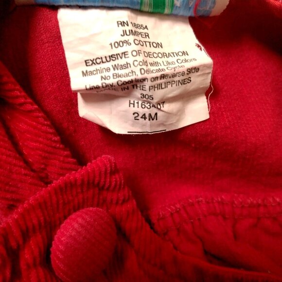 Vtg Chantilly Place Christmas Jumper Dress 24M Corduroy Teddy Bear Candy Candy - Picture 4 of 7